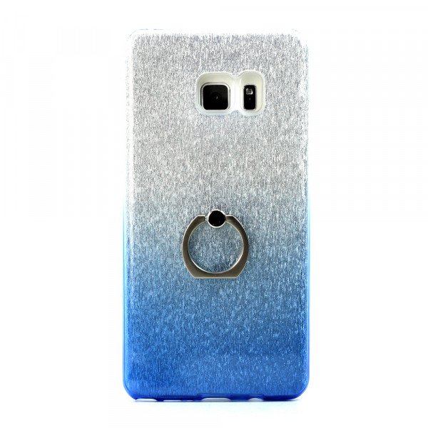 Wholesale Galaxy Note FE / Note Fan Edition / Note 7 Shiny Armor Ring Stand Hybrid Case (Blue)